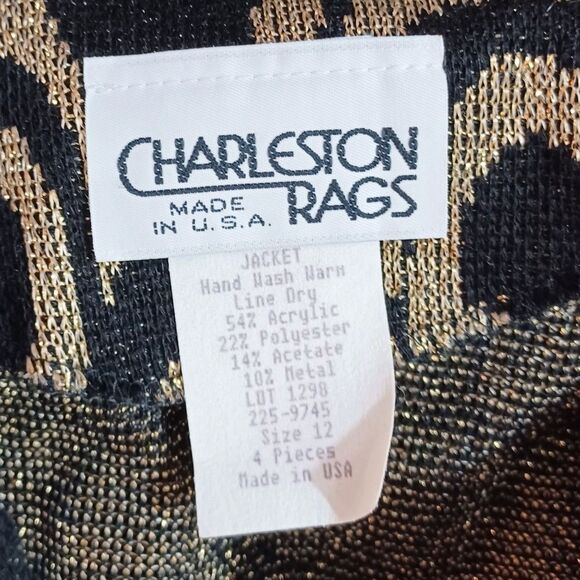 Charleston Rags Y2K Gold Swirl Metallic Jacket Sz 12 | Made USA | Holiday Glam - Picture 8 of 8